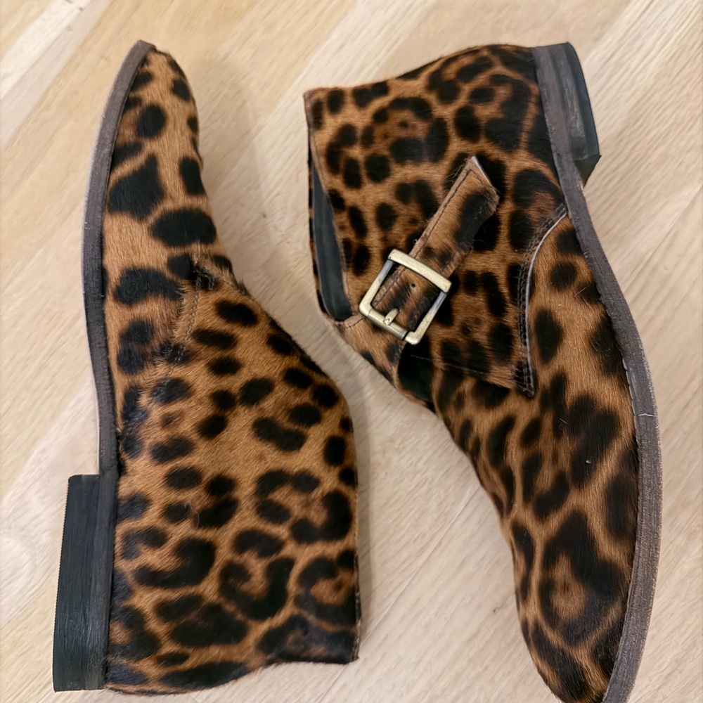 Johnston & Murphy Leopard Print Leather Ankle Boots size 8.5 Women’s - Picture 6 of 10